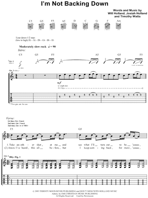 I'm Not Backing Down Sheet Music by Holland - Guitar Recorded Versions (with TAB), Guitar TAB Transcription/Guitar Recorded Versions (with TAB);Guitar TAB Transcription