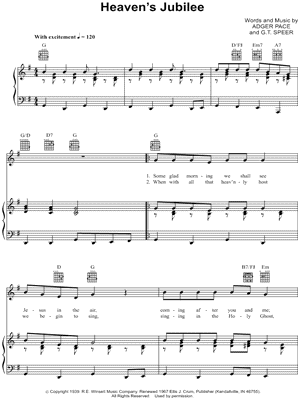 Heaven's Jubilee Sheet Music by Chuck Wagon Gang - Piano/Vocal/Guitar