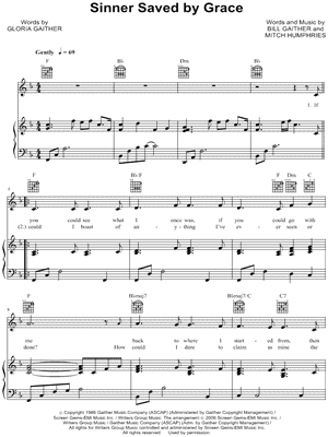 Sinner Saved By Grace Sheet Music by William J. Gaither - Piano/Vocal/Guitar