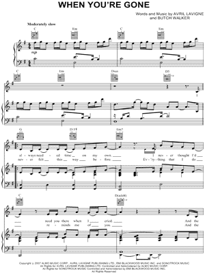 Image of Avril Lavigne When You're Gone Sheet Music Digital Download 