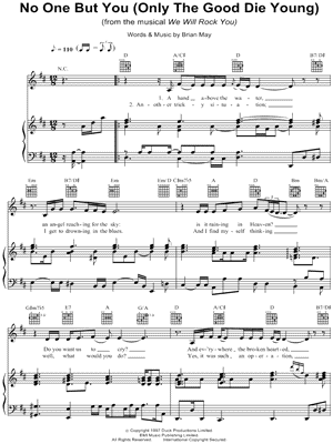 No One But You (Only the Good Die Young) Sheet Music by Queen - Piano/Vocal/Guitar, Singer Pro