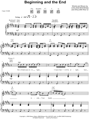 Beginning and the End Sheet Music by Leeland - Piano/Vocal/Guitar, Singer Pro