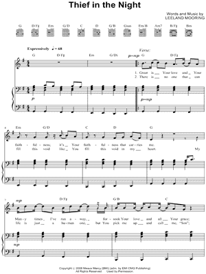 Thief In the Night Sheet Music by Leeland - Piano/Vocal/Guitar, Singer Pro