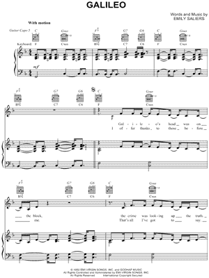 Galileo Sheet Music by Indigo Girls - Piano/Vocal/Guitar
