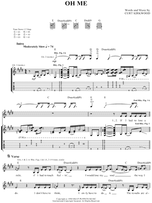 Oh Me Sheet Music by Nirvana - Guitar Recorded Versions (with TAB), Guitar TAB Transcription/Guitar Recorded Versions (with TAB);Guitar TAB Transcription