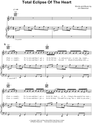 Westlife - TOTAL ECLIPSE OF THE HEART Sheet Music (Digital Download)