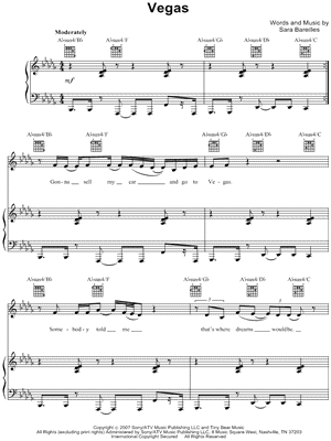 Vegas Sheet Music by Sara Bareilles - Piano/Vocal/Guitar, Singer Pro