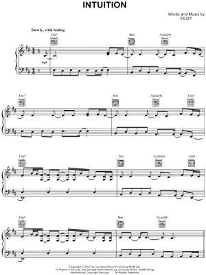 Intuition Sheet Music by Feist - Piano/Vocal/Guitar