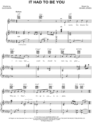 It Had To Be You Sheet Music by Tony Bennett - Piano/Vocal/Guitar, Singer Pro