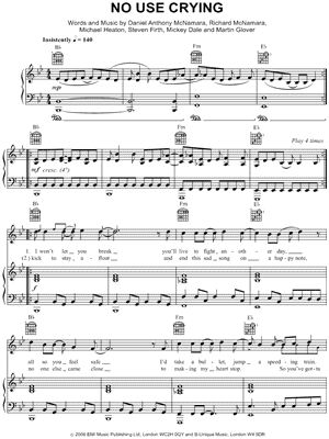 Embrace - No Use Crying - Sheet Music (Digital Download)