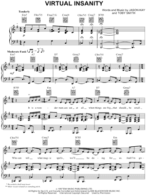 Virtual Insanity Sheet Music by Jamiroquai - Piano/Vocal/Guitar