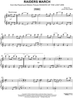 Raiders March Sheet Music from Indiana Jones and the Raiders of the Lost Ark - 1 Piano 4-Hands