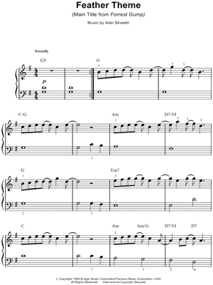 Alan Silvestri - Forrest Gump - Main Title - Feather Theme - Sheet Music (Digital Download)