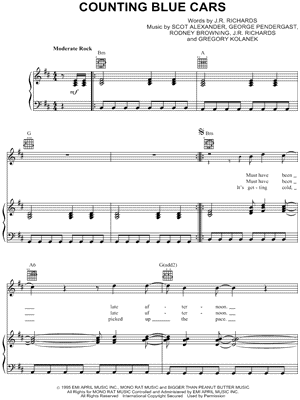 Counting Blue Cars Sheet Music by Dishwalla - Piano/Vocal/Guitar