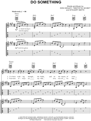 Do Something Sheet Music by The Eagles - Guitar Recorded Versions (with TAB), Guitar TAB Transcription/Guitar Recorded Versions (with TAB);Guitar TAB Transcription