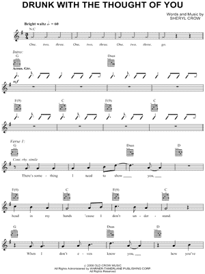 Drunk With the Thought of You Sheet Music by Sheryl Crow - Authentic Guitar TAB, Guitar TAB Transcription/Authentic Guitar TAB;Guitar TAB Transcription