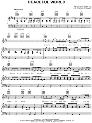 Peaceful World Sheet Music by John Mellencamp - Piano/Vocal/Guitar