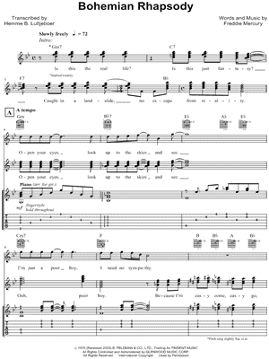 bohemian rhapsody sheet  music guitar