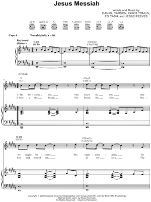 Jesus Messiah Sheet Music by Chris Tomlin - Piano/Vocal/Guitar, Singer Pro