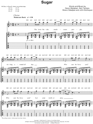 Sugar Sheet Music by System of a Down - Guitar TAB