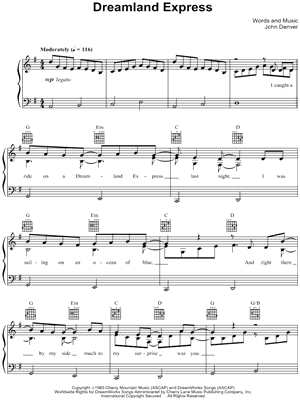 Dreamland Express Sheet Music by John Denver - Piano/Vocal/Guitar