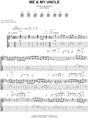 Me & My Uncle Sheet Music by Grateful Dead - Guitar Recorded Versions (with TAB), Guitar TAB Transcription/Guitar Recorded Versions (with TAB);Guitar TAB Transcription