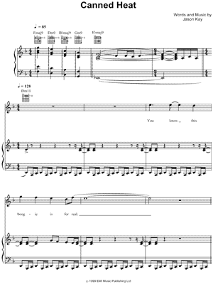 Canned Heat Sheet Music by Jamiroquai - Piano/Vocal/Guitar, Singer Pro