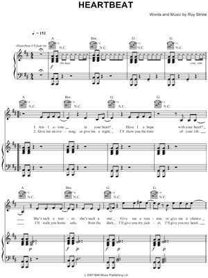 Heartbeat Sheet Music by Scouting For Girls - Piano/Vocal/Guitar, Singer Pro