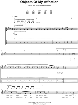 Objects of My Affection Sheet Music by Peter Bjorn & John - Guitar TAB