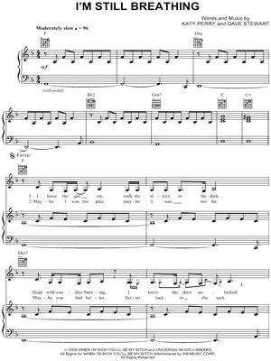 I'm Still Breathing Sheet Music by Katy Perry - Piano/Vocal/Guitar, Singer Pro