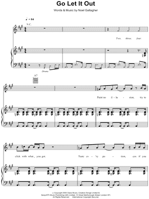 Go Let It Out Sheet Music by Oasis - Piano/Vocal/Guitar, Singer Pro