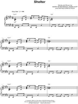 Shelter Sheet Music by Jaci Velasquez - Piano/Vocal/Chords, Singer Pro