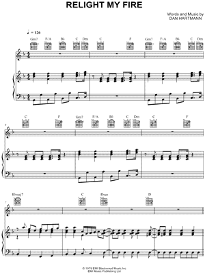 Relight My Fire Sheet Music by Dan Hartman - Piano/Vocal/Guitar, Singer Pro