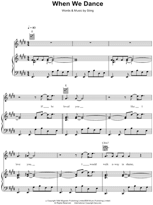 When We Dance Sheet Music by Sting - Piano/Vocal/Guitar, Singer Pro