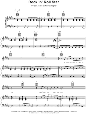 Rock 'N' Roll Star Sheet Music by Oasis - Piano/Vocal/Guitar