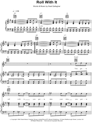 Roll With It Sheet Music by Oasis - Piano/Vocal/Guitar