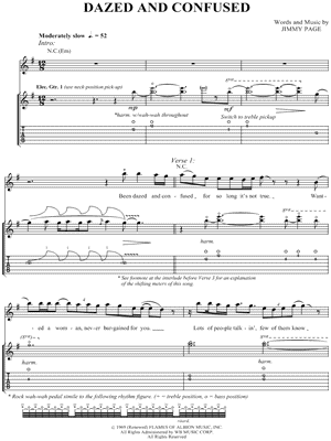 Dazed and Confused Sheet Music by Led Zeppelin - Authentic Guitar TAB, Guitar TAB Transcription/Authentic Guitar TAB;Guitar TAB Transcription