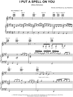 I Put a Spell on You Sheet Music by Nina Simone - Piano/Vocal/Guitar, Singer Pro