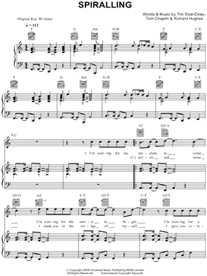 Spiralling Sheet Music by Keane - Piano/Vocal/Guitar, Singer Pro