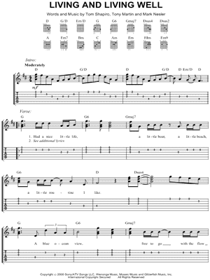 Living and Living Well Sheet Music by George Strait - Easy Guitar TAB