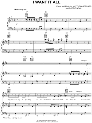 I Want It All Sheet Music from High School Musical 3 - Piano/Vocal/Guitar