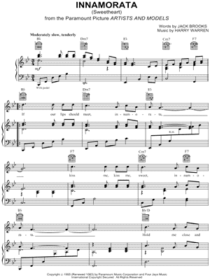 Innamorata (Sweetheart) Sheet Music by Dean Martin - Piano/Vocal/Guitar