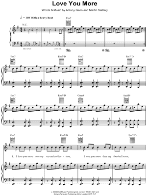 Love You More Sheet Music by The Hours - Piano/Vocal/Guitar, Singer Pro