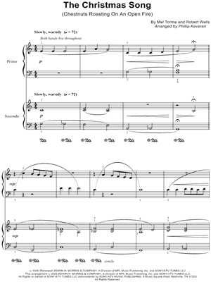 The Christmas Song (Chestnuts Roasting On an Open Fire) Sheet Music by Robert Wells - 2 Piano 4-Hands