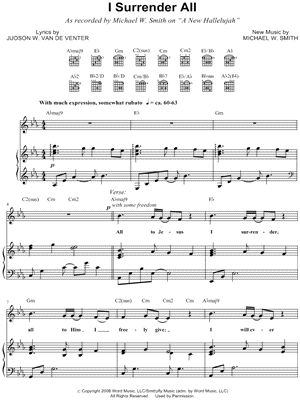 I Surrender All Sheet Music by Michael W. Smith - Piano/Vocal/Guitar, Singer Pro