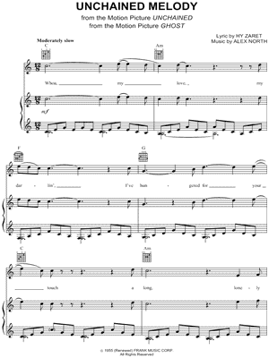 Unchained Melody Sheet Music by The Righteous Brothers - Piano/Vocal/Guitar