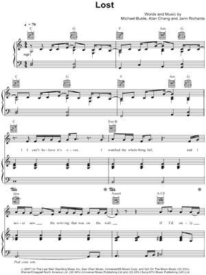Lost Sheet Music by Michael Bubl - Piano/Vocal/Guitar, Singer Pro
