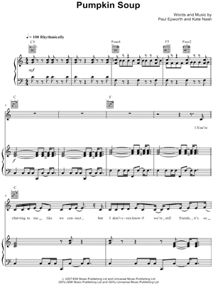 Pumpkin Soup Sheet Music by Kate Nash - Piano/Vocal/Guitar, Singer Pro