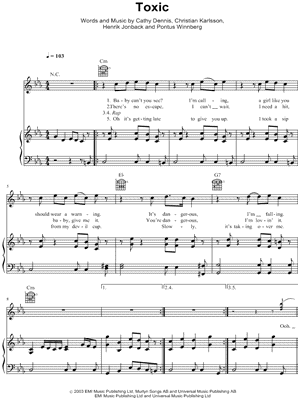 Toxic Sheet Music by Mark Ronson - Piano/Vocal/Guitar, Singer Pro