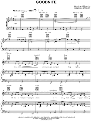 Goodnite Sheet Music by Melody Gardot - Piano/Vocal/Guitar